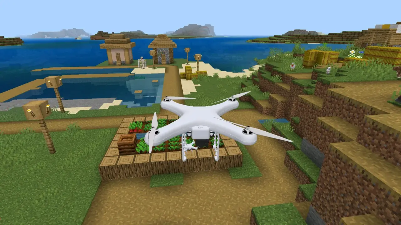 Квадрокоптер из мода на Дроны для Майнкрафт ПЕ