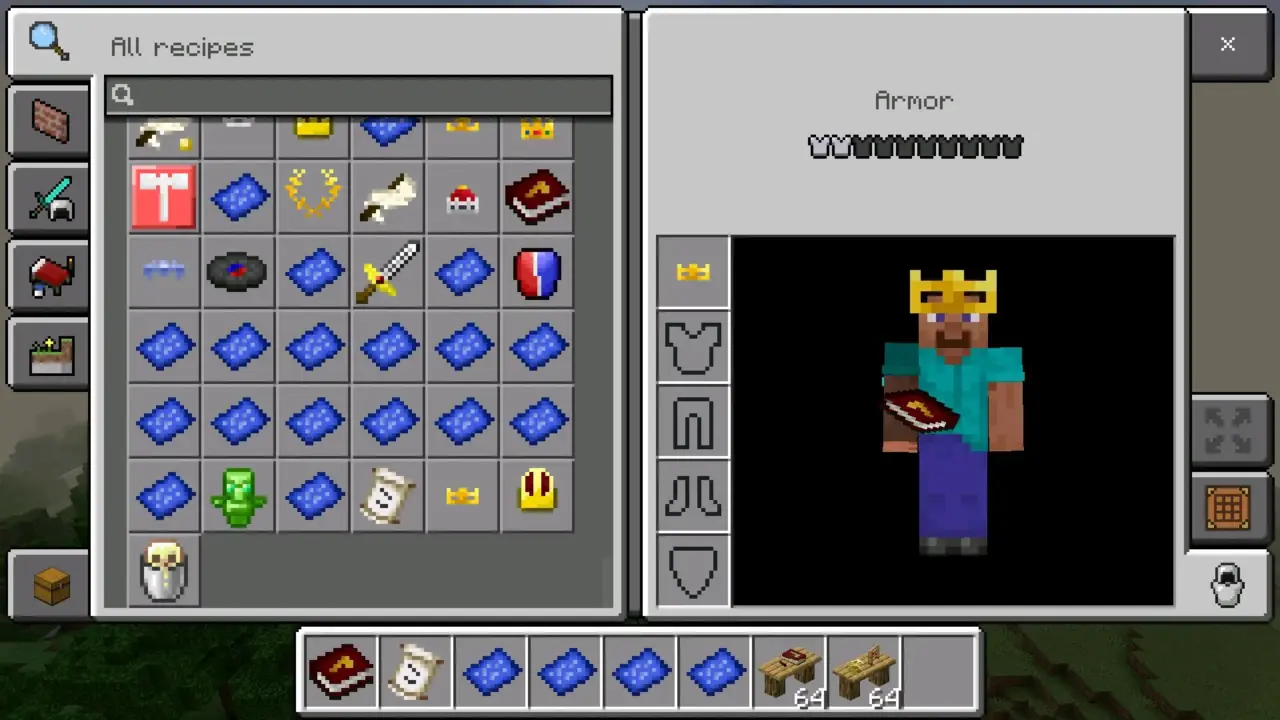 Инвентарь из мода на Колонию для Minecraft PE