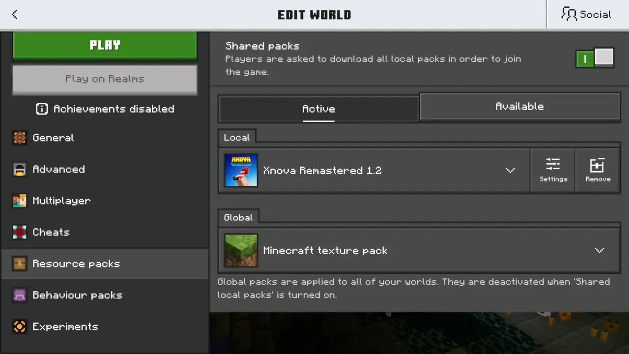 Активация из Мода Xnova Remastered для Майнкрафт Бедрок
